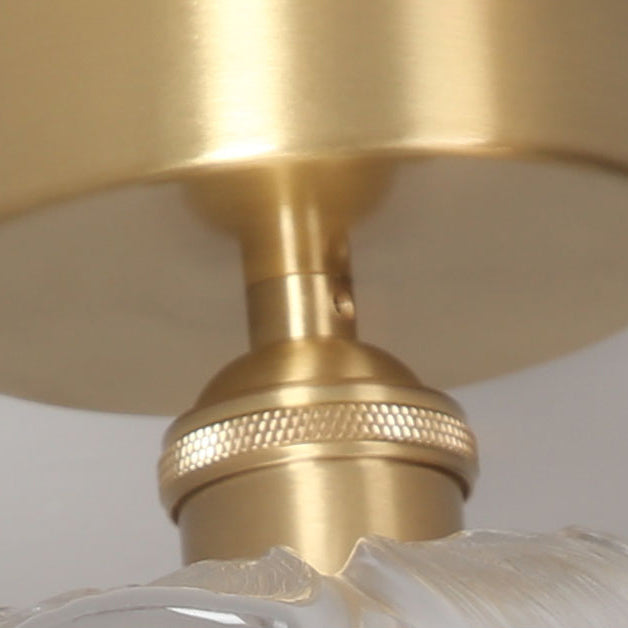 Metal Flower Shape Flush Mount in Colonial Style Copper Ceiling Light
