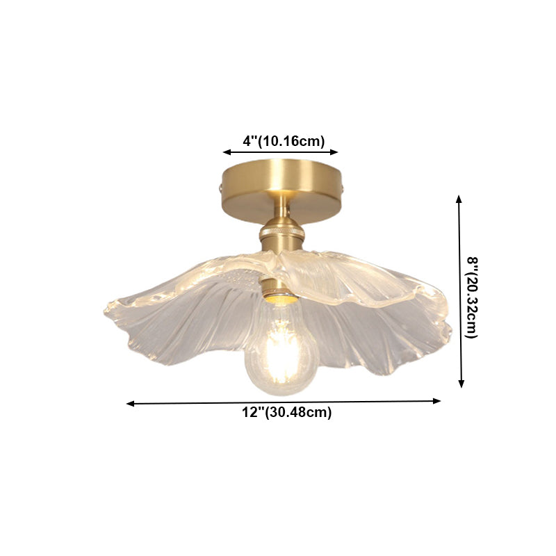 Metal Flower Shape Flush Mount in Colonial Style Copper Ceiling Light
