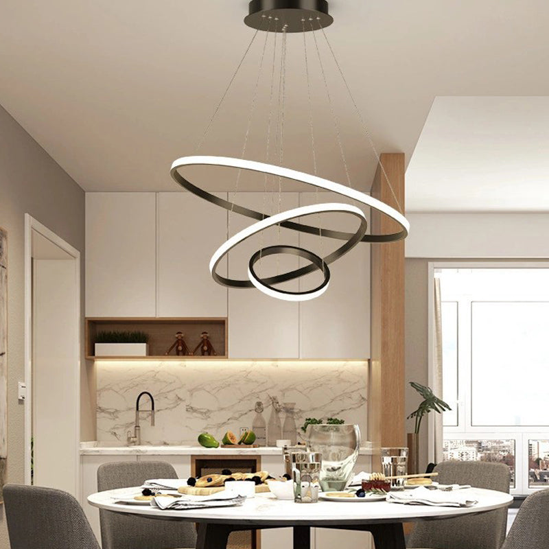 Lámpara de lámpara de araña de forma redonda moderna 3 luces LED colgante para dormitorio