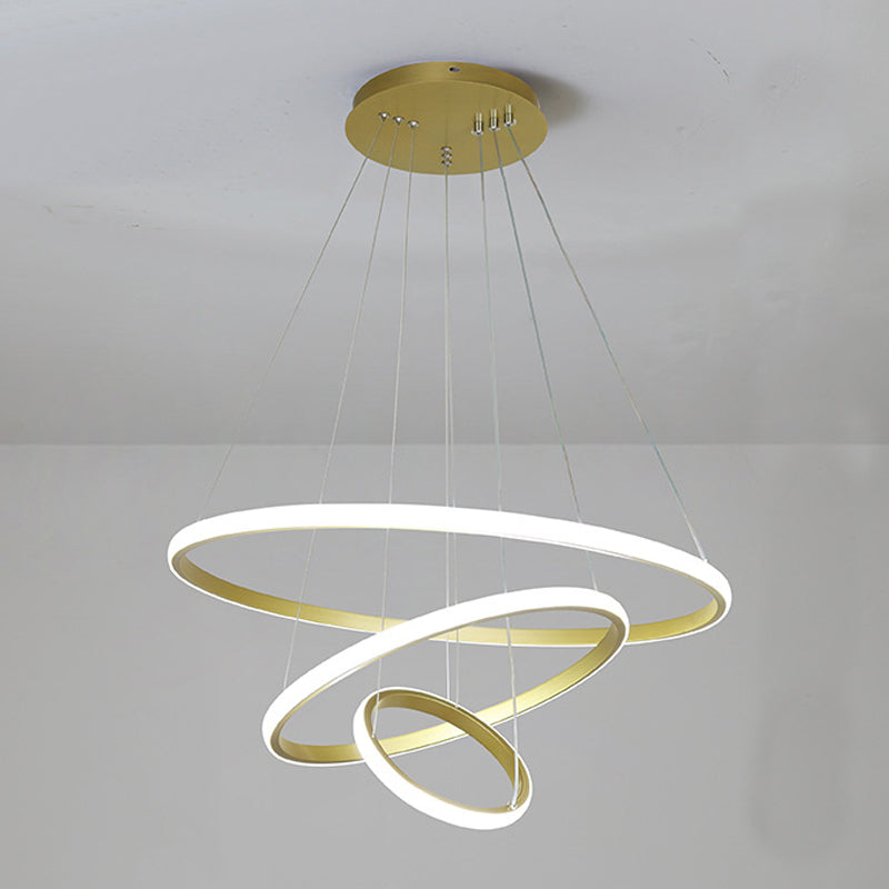 Round Shape Chandelier Lamp Modern 3 Lights LED Hanging Light for Bedroom