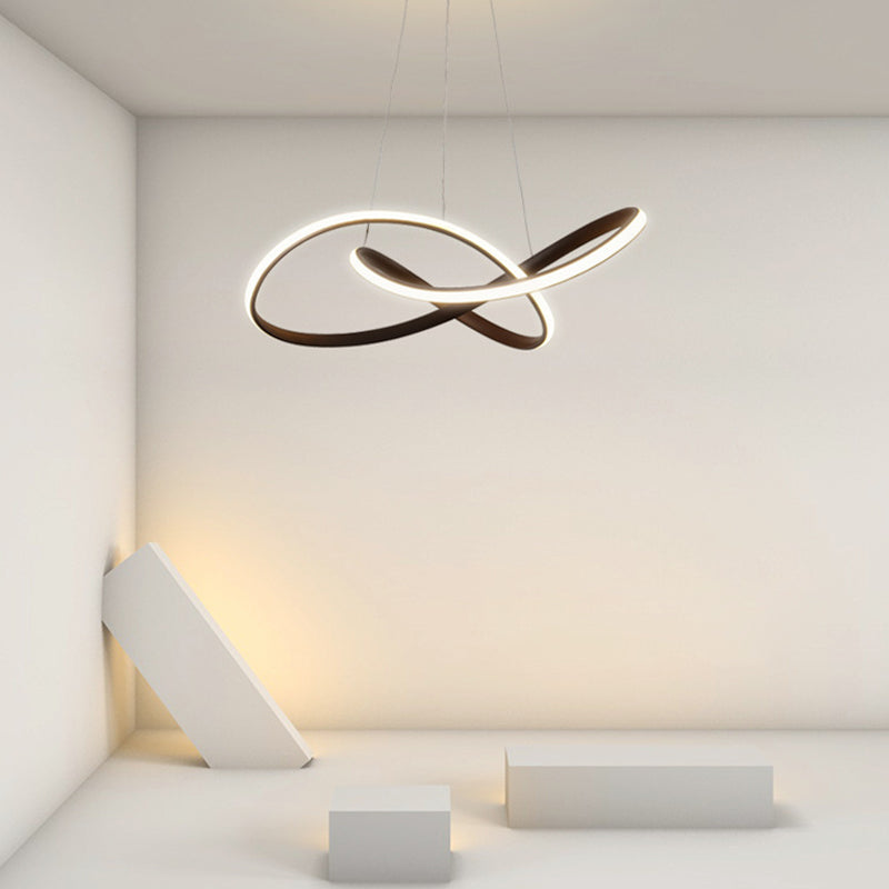 Linear Shape Chandelier Lamp Modern 1 Light LED Hanging Light for Bedroom