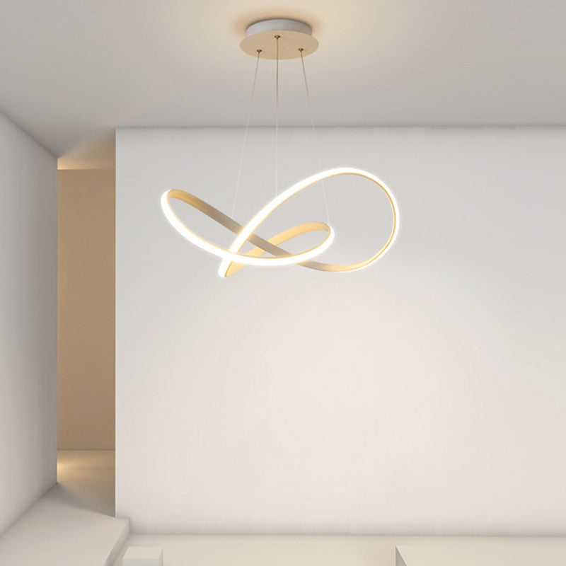 Linear Shape Chandelier Lamp Modern 1 Light LED Hanging Light for Bedroom