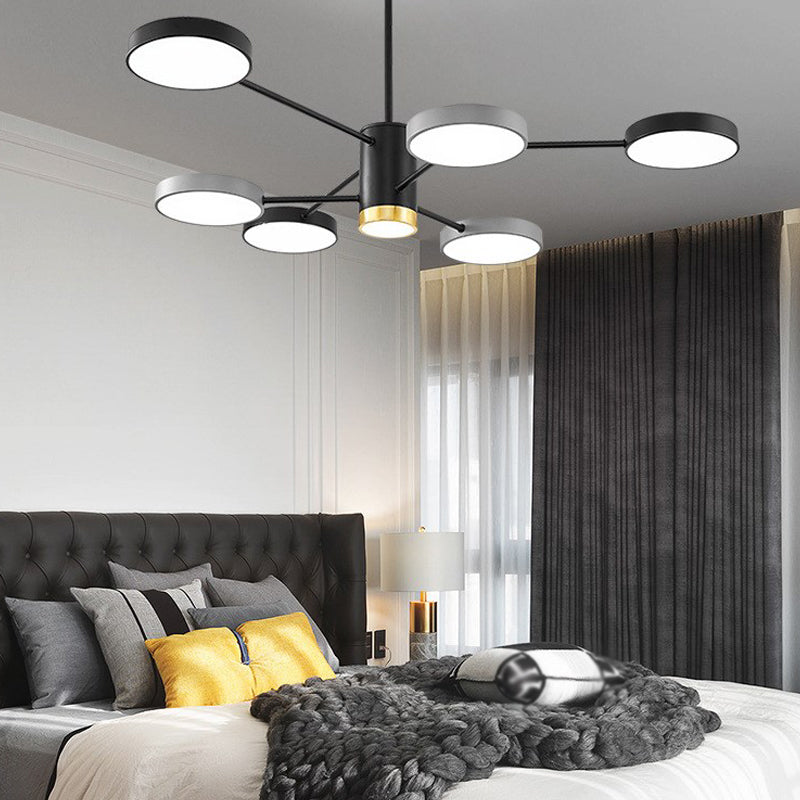 Modern Metal Chandelier Light Fixtures Round Multi-Head Suspension Pendant Lamp