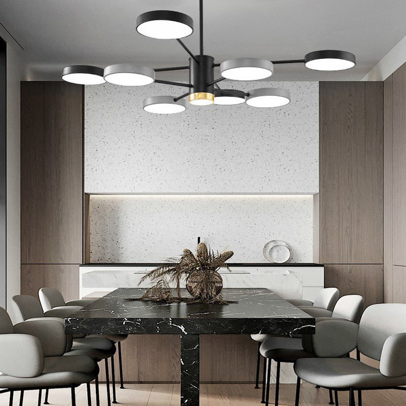 Modern Metal Chandelier Light Fixtures Round Multi-Head Suspension Pendant Lamp