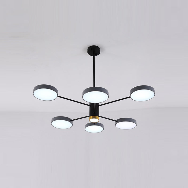 Modern Metal Chandelier Light Fixtures Round Multi-Head Suspension Pendant Lamp