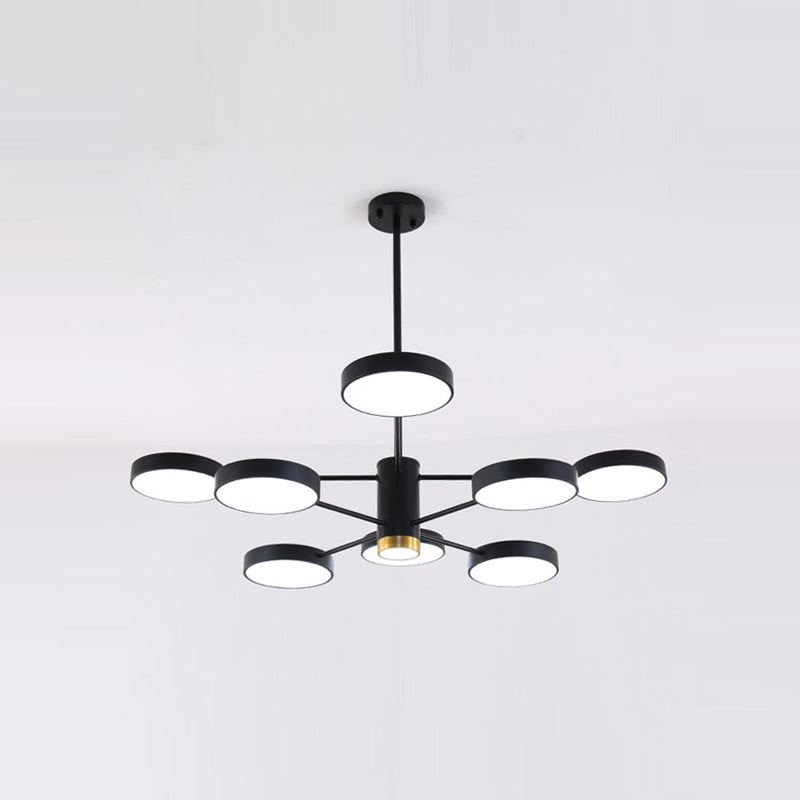 Modern Metal Chandelier Light Fixtures Round Multi-Head Suspension Pendant Lamp