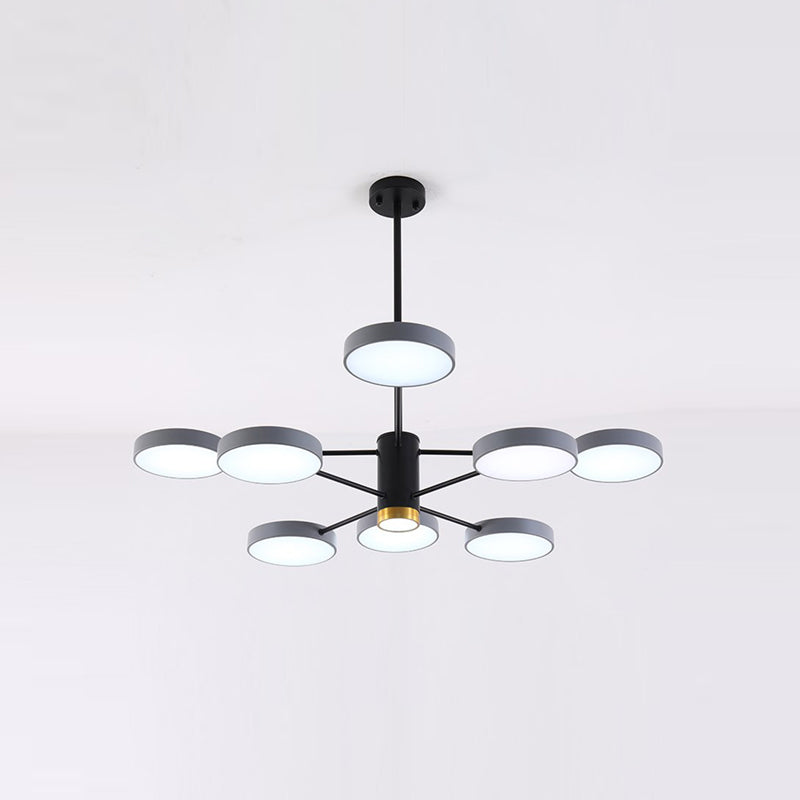 Modern Metal Chandelier Light Fixtures Round Multi-Head Suspension Pendant Lamp