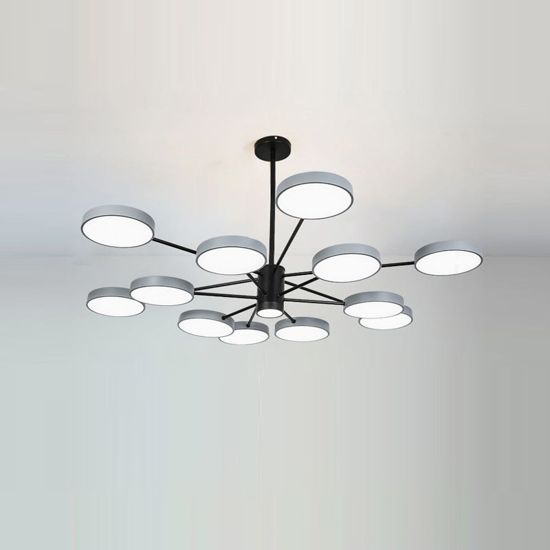 Modern Metal Chandelier Light Fixtures Round Multi-Head Suspension Pendant Lamp