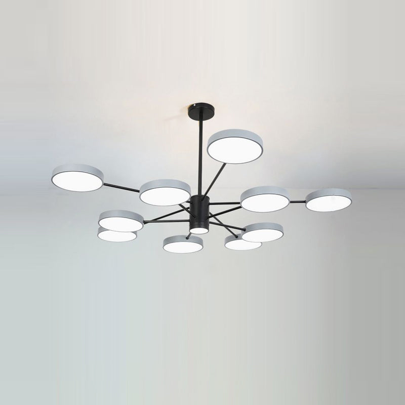 Modern Metal Chandelier Light Fixtures Round Multi-Head Suspension Pendant Lamp