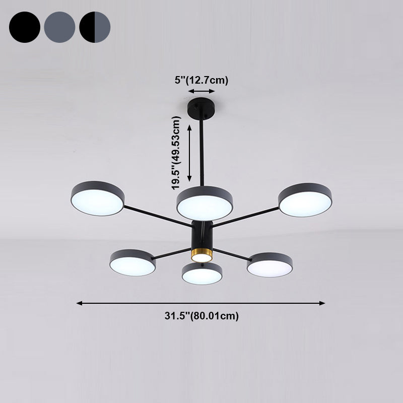 Modern Metal Chandelier Light Fixtures Round Multi-Head Suspension Pendant Lamp
