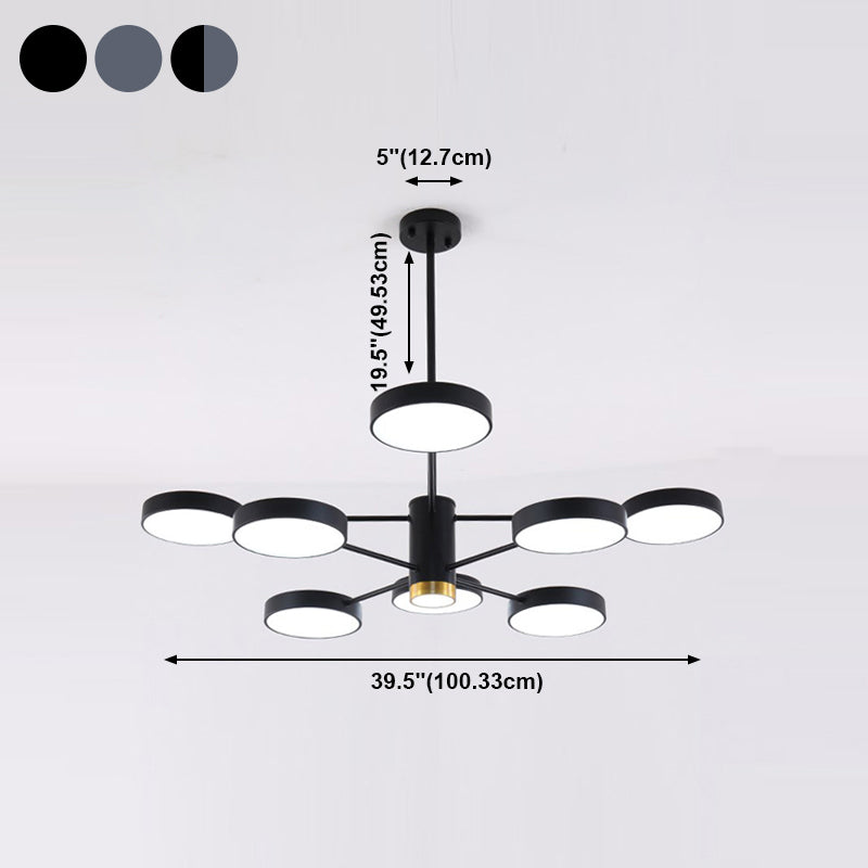 Modern Metal Chandelier Light Fixtures Round Multi-Head Suspension Pendant Lamp