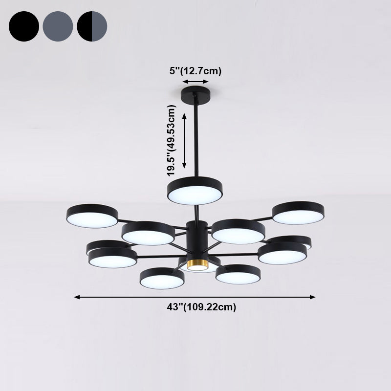 Modern Metal Chandelier Light Fixtures Round Multi-Head Suspension Pendant Lamp