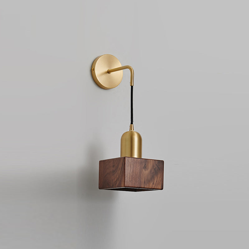 Sitting Room Wall Sconce Modern Simple Walnut 1 Head Wall Mounted Light Fixture