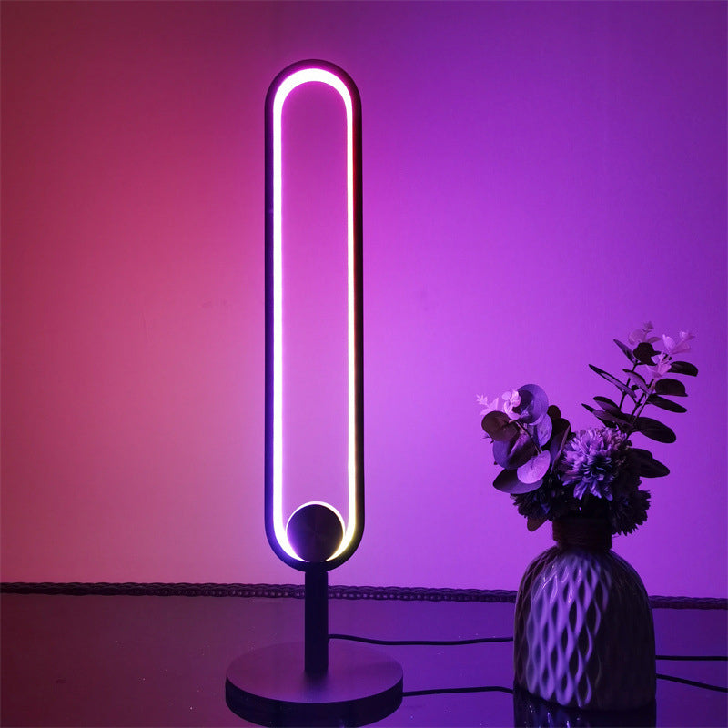 Lampada da tavolo a forma ovale in alluminio stile contemporaneo 1 luce da tavolo per camera da letto