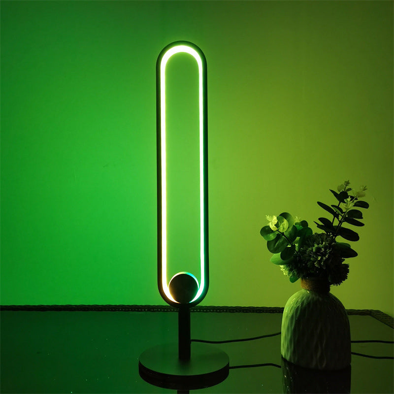 Lampada da tavolo a forma ovale in alluminio stile contemporaneo 1 luce da tavolo per camera da letto