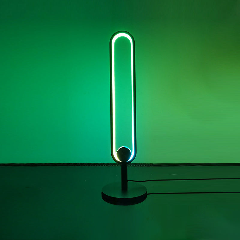 Lampada da tavolo a forma ovale in alluminio stile contemporaneo 1 luce da tavolo per camera da letto