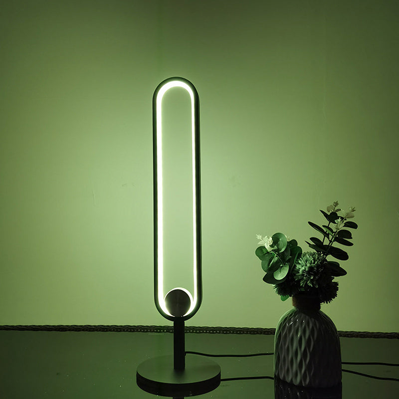 Lampada da tavolo a forma ovale in alluminio stile contemporaneo 1 luce da tavolo per camera da letto