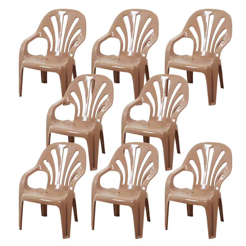 Modern Plastic Dining Arm Chairs Indoor Stackable Windsor Dining Armchair
