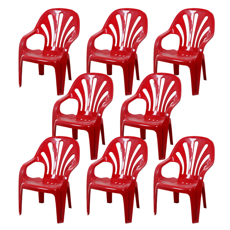 Modern Plastic Dining Arm Chairs Indoor Stackable Windsor Dining Armchair