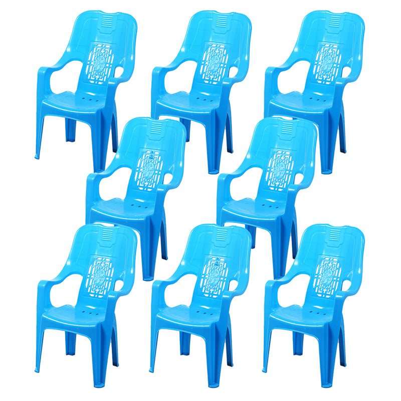 Modern Indoor Plastic Dining Arm Chairs Stackable High Back Dining Armchairs