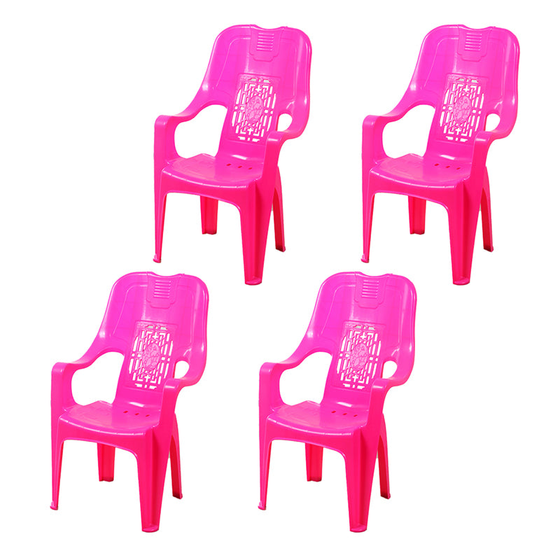 Modern Indoor Plastic Dining Arm Chairs Stackable High Back Dining Armchairs