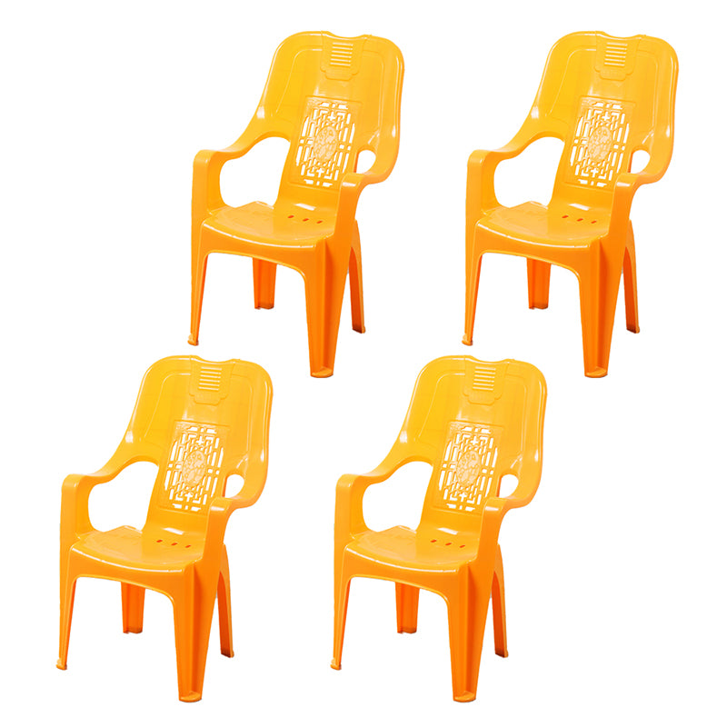 Modern Indoor Plastic Dining Arm Chairs Stackable High Back Dining Armchairs
