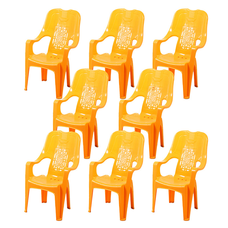 Modern Indoor Plastic Dining Arm Chairs Stackable High Back Dining Armchairs