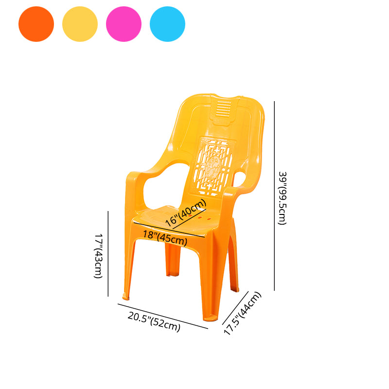 Modern Indoor Plastic Dining Arm Chairs Stackable High Back Dining Armchairs