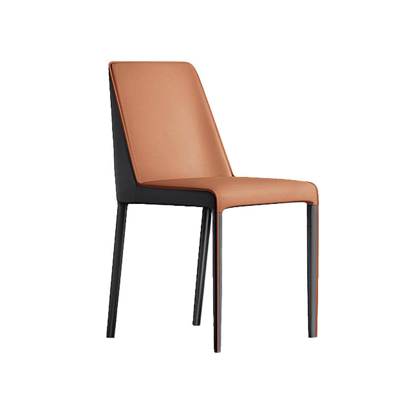 Modern design eetkamerstoelen met stevige rugleuning, lederen armloze eetkamerstoelen voor de keuken