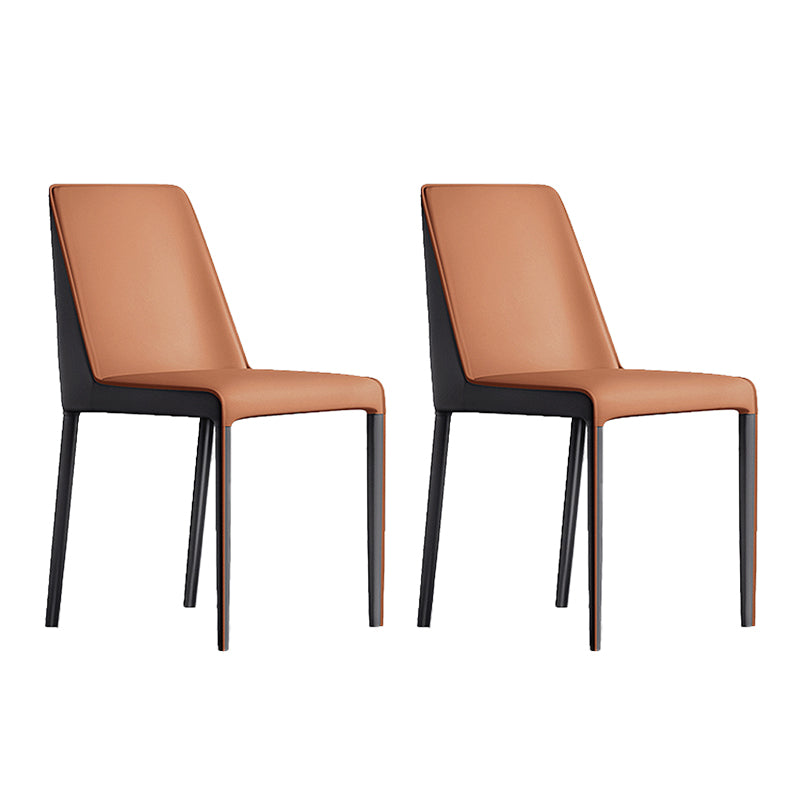 Sillas laterales de comedor con respaldo sólido de diseño moderno, sillas de comedor sin brazos de cuero para cocina