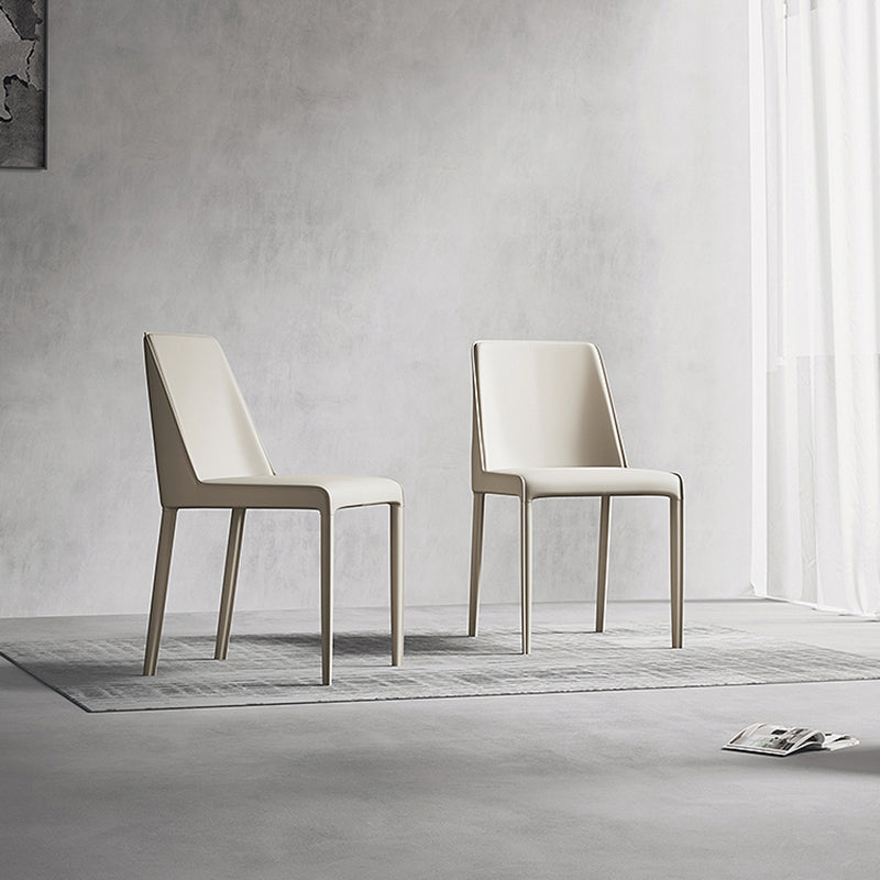 Sillas laterales de comedor con respaldo sólido de diseño moderno, sillas de comedor sin brazos de cuero para cocina