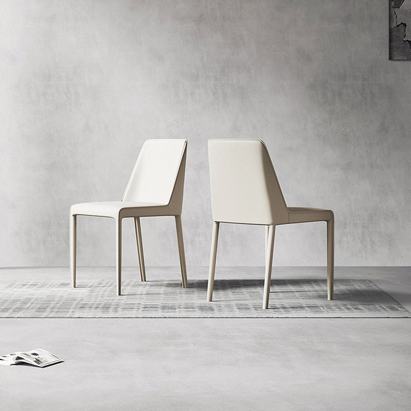 Sillas laterales de comedor con respaldo sólido de diseño moderno, sillas de comedor sin brazos de cuero para cocina