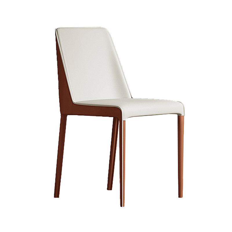 Modern design eetkamerstoelen met stevige rugleuning, lederen armloze eetkamerstoelen voor de keuken