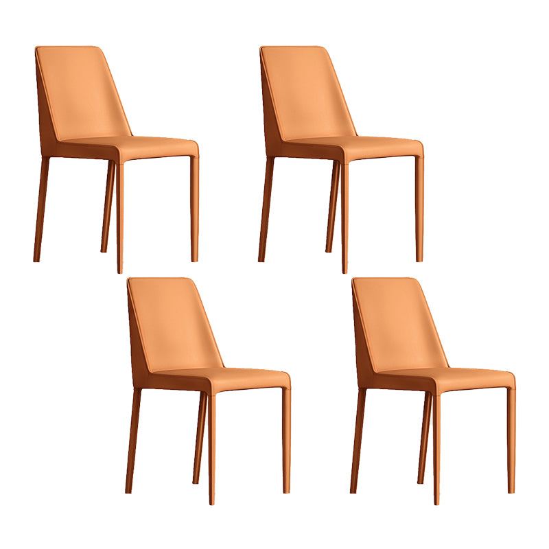 Sillas laterales de comedor con respaldo sólido de diseño moderno, sillas de comedor sin brazos de cuero para cocina