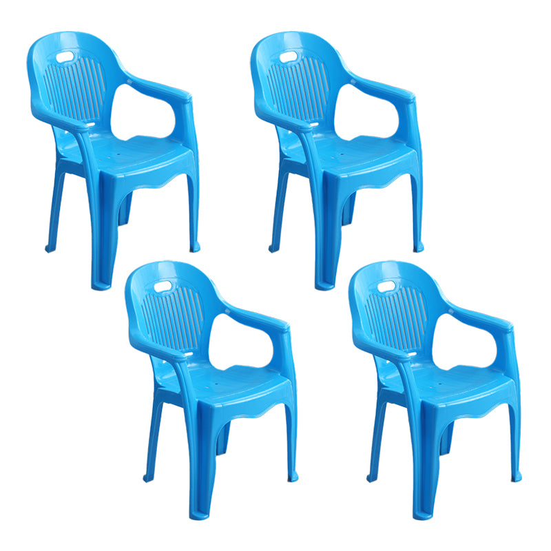 Modern Indoor Plastic Dining Arm Chairs Stackable Windsor Dining Armchairs