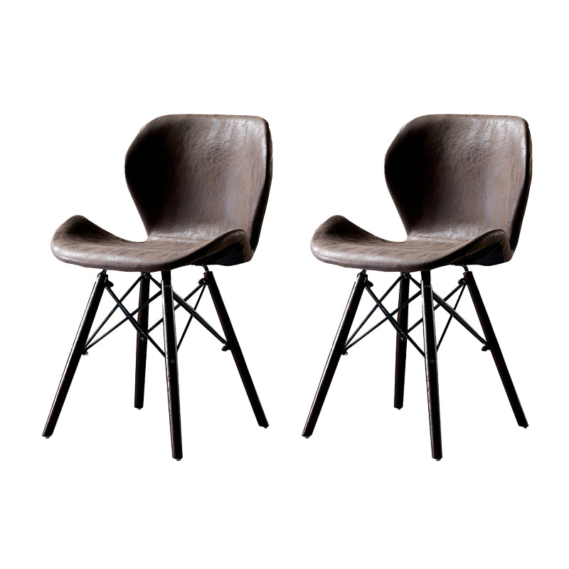 Silla lateral industrial interior Wingback Silla tapizada de madera del comedor
