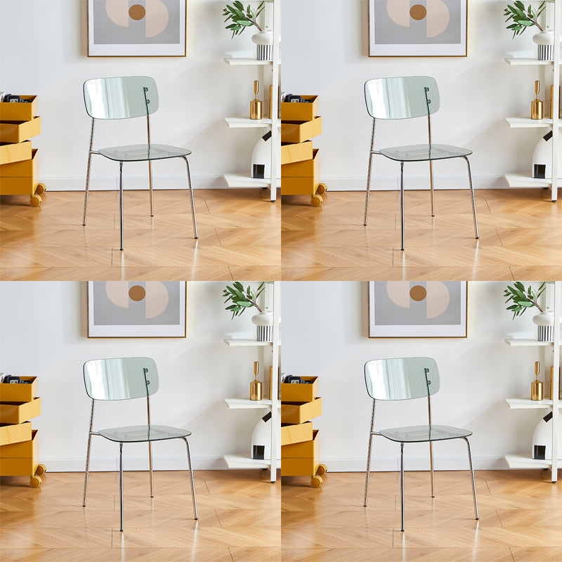 Silla de comedor moderna de metal para interiores y exteriores, silla lateral apilable sin brazos para el hogar