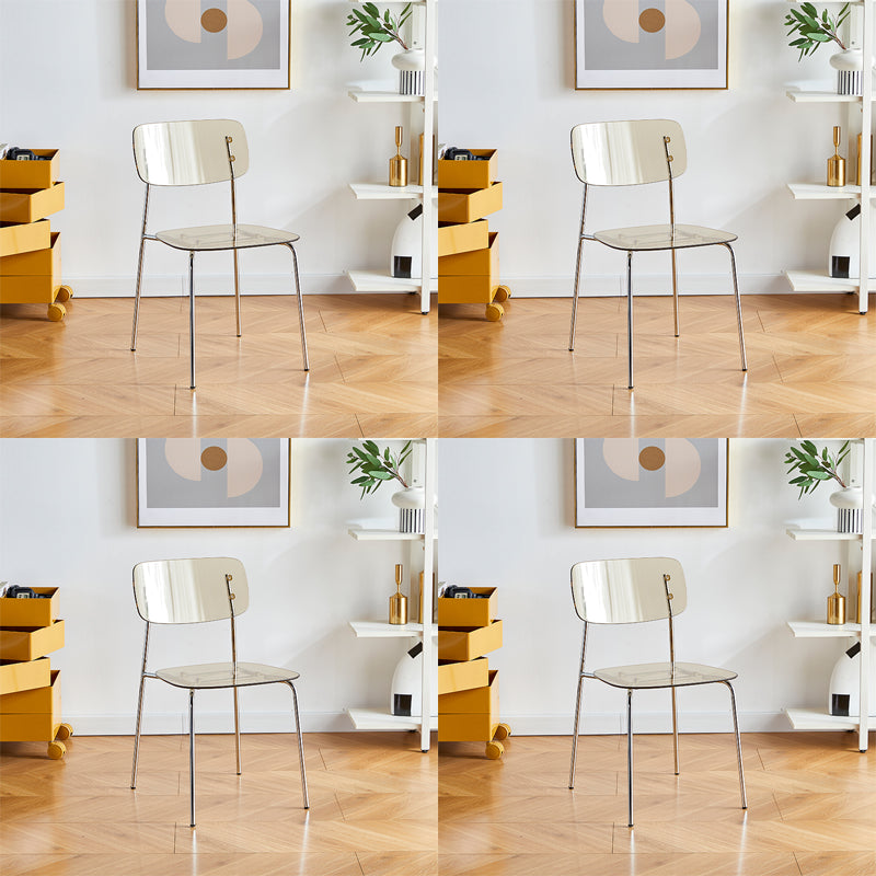 Silla de comedor moderna de metal para interiores y exteriores, silla lateral apilable sin brazos para el hogar