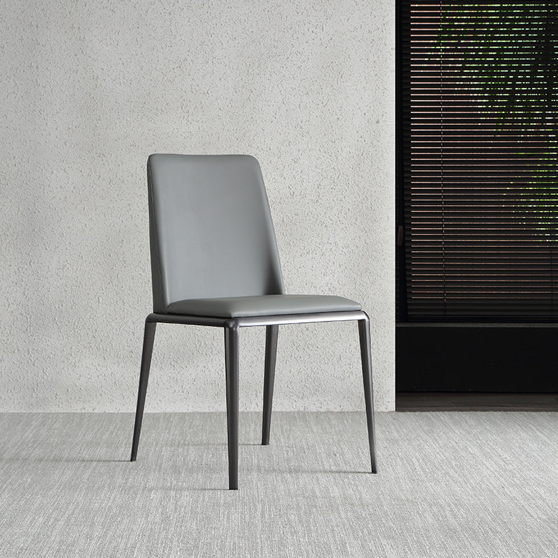 Sillas laterales contemporáneas sin brazos con respaldo sólido, sillas de comedor de cuero para el hogar (juego de 2)