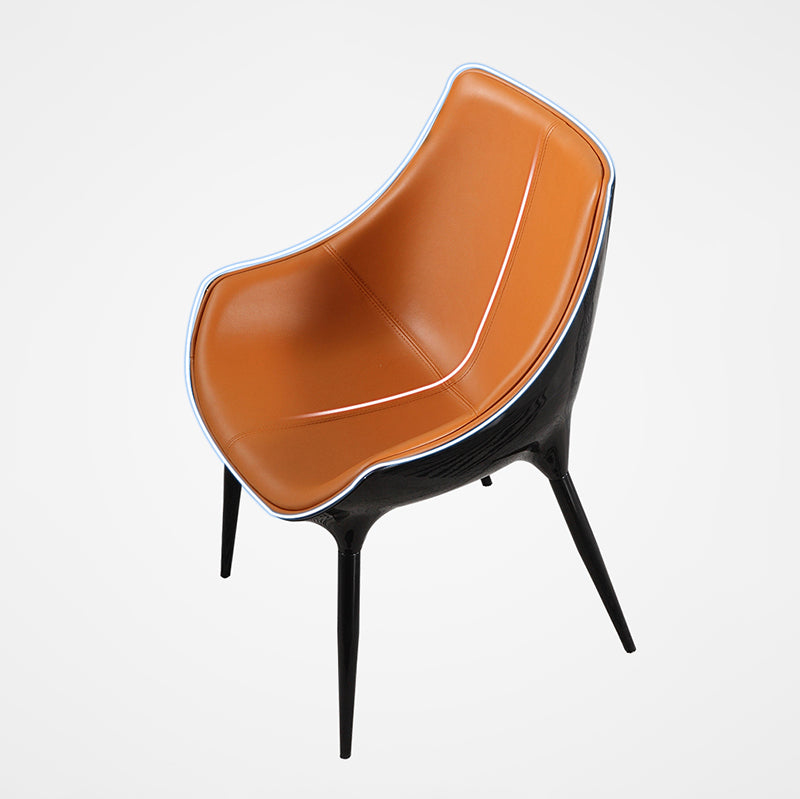 Sillas de comedor de cuero de estilo minimalista, sillas con respaldo sólido para cocina (juego de 2)