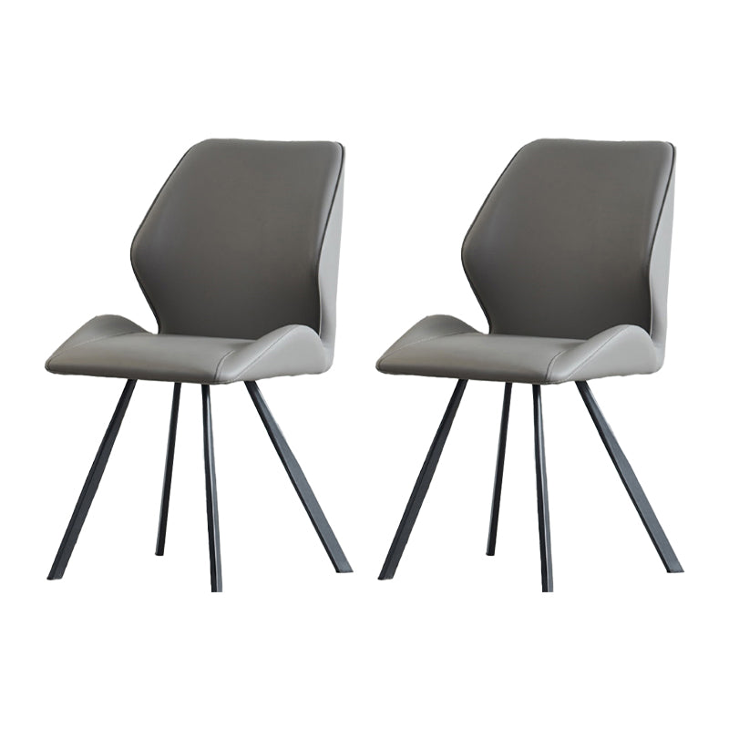 Contemporary Style Wingback Chairs Leather Dining Armless Chairs (Set of 2)