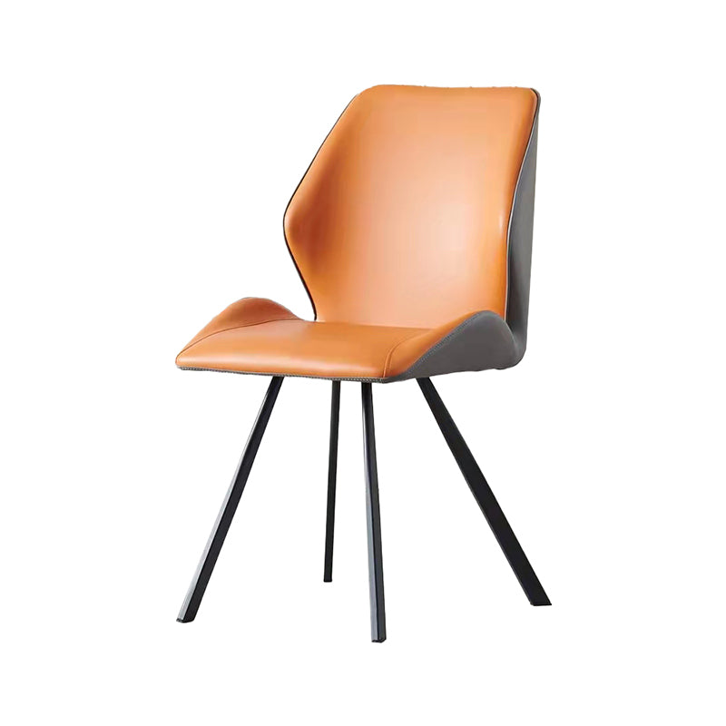 Sillas orejeras estilo moderno Sillas de comedor de cuero sin brazos (Juego de 2)