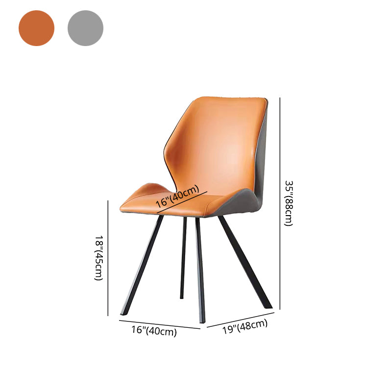 Sillas orejeras estilo moderno Sillas de comedor de cuero sin brazos (Juego de 2)