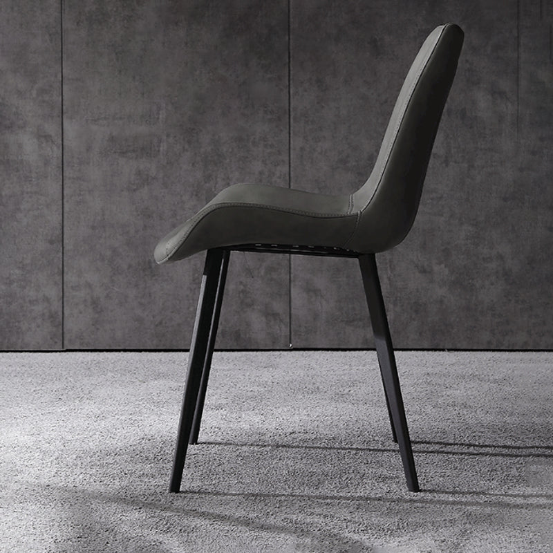 Silla auxiliar de cuero moderna para restaurante, silla de comedor con respaldo sólido y acabado mate (juego de 2)