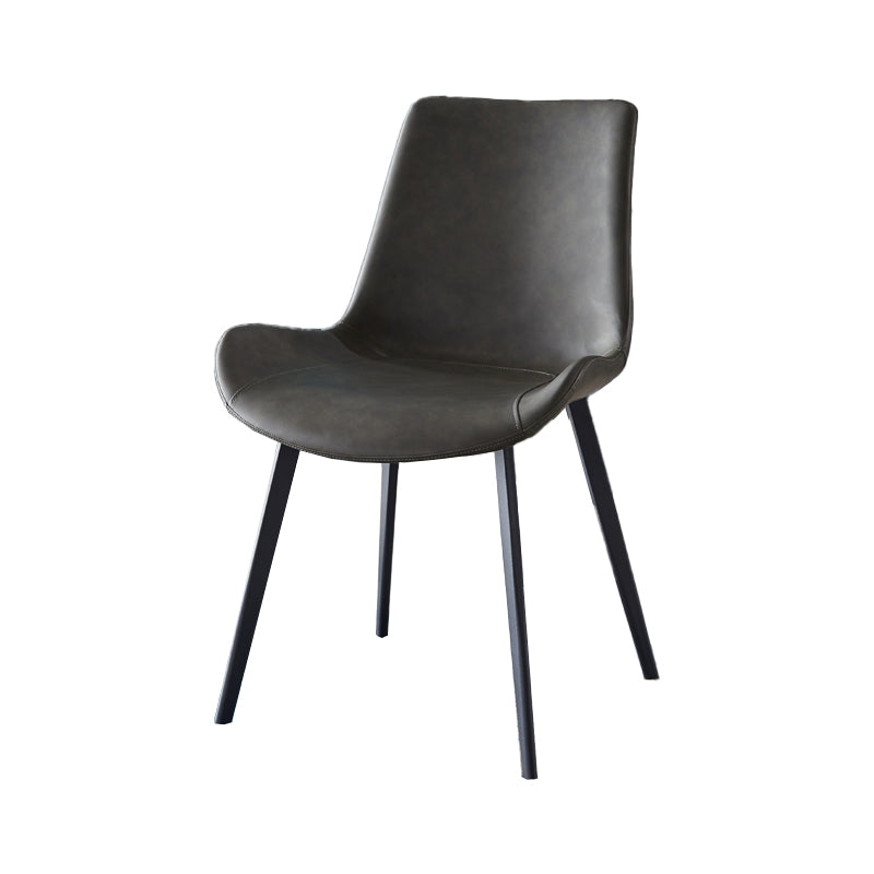 Silla auxiliar de cuero moderna para restaurante, silla de comedor con respaldo sólido y acabado mate (juego de 2)