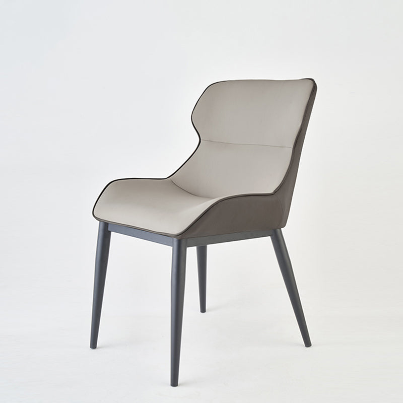 Silla auxiliar de cuero moderna para restaurante, silla de comedor con respaldo de alas y acabado mate (juego de 2)