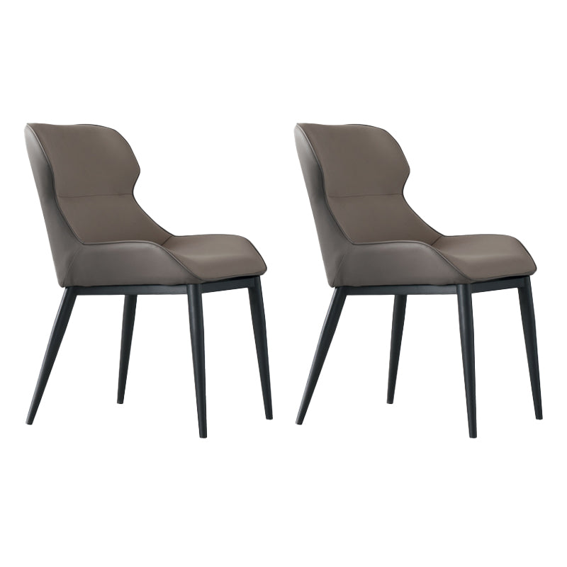 Modern Leather Restaurant Side Chair Matte Finish Wingback Dining Chair (Set of 2)