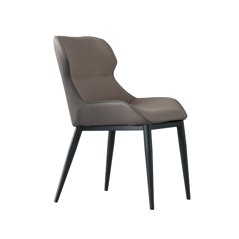 Silla auxiliar de cuero moderna para restaurante, silla de comedor con respaldo de alas y acabado mate (juego de 2)