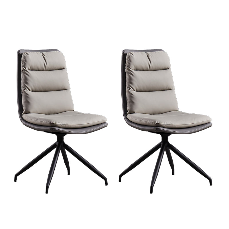 Modern Leather Home Side Chair Matte Finish Solid Back Dining Chair (Set of 2)