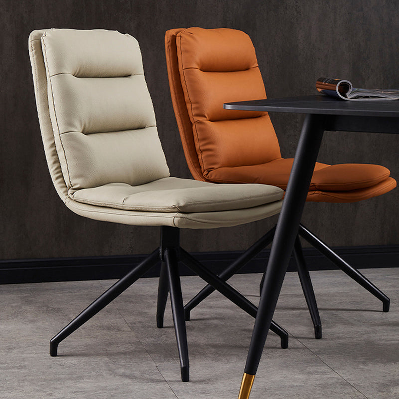 Silla auxiliar moderna de cuero para el hogar, silla de comedor con respaldo sólido y acabado mate (juego de 2)
